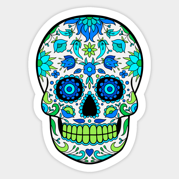 Day of The Dead colorful sugar skull with floral ornament Sticker by InshynaArt